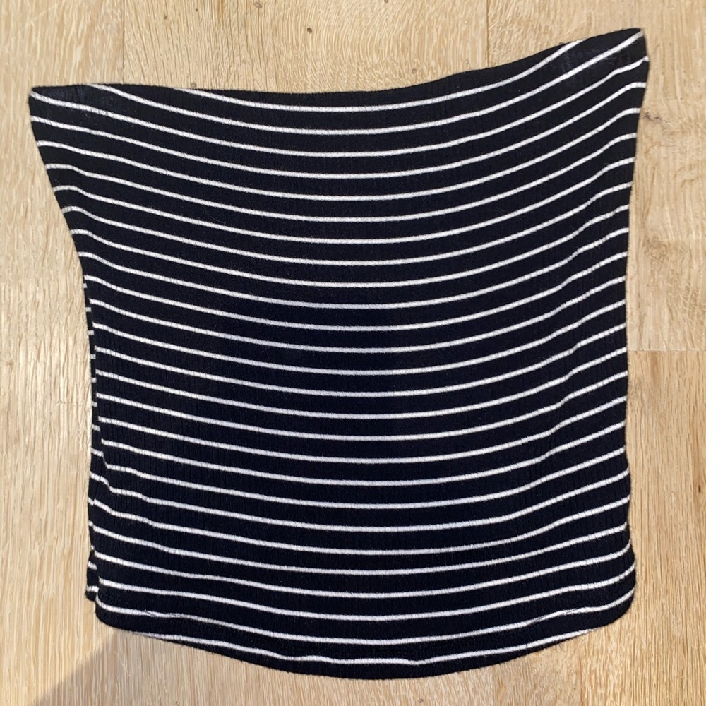 Black and white striped tube top